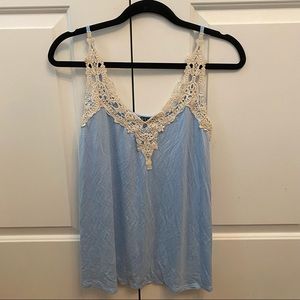 Venus Blue Tank Top With Crochet Detail
